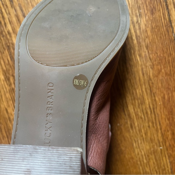 Lucky brand Rhazy stacked block heels open toe 8 leather chunky - Picture 6 of 9